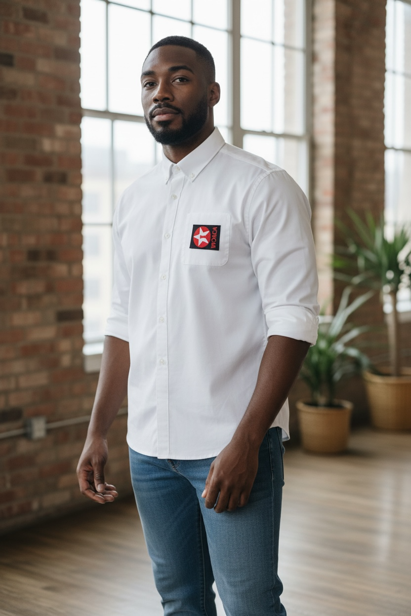 INDICA Long Sleeved Cropped Button Front Shirt