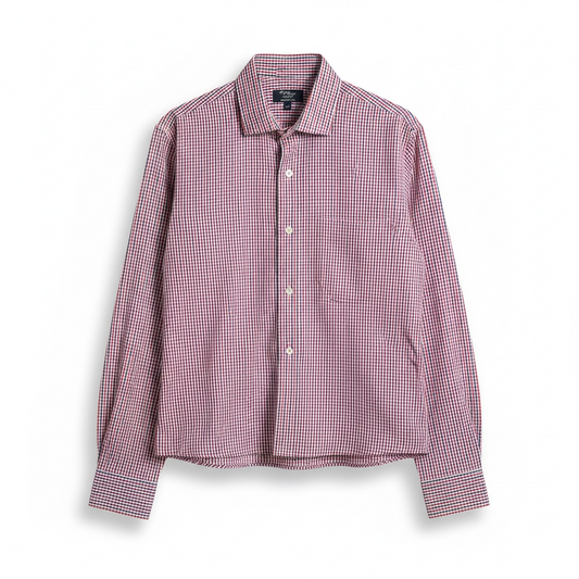 Preppy Check L/S Cropped Button Front Shirt