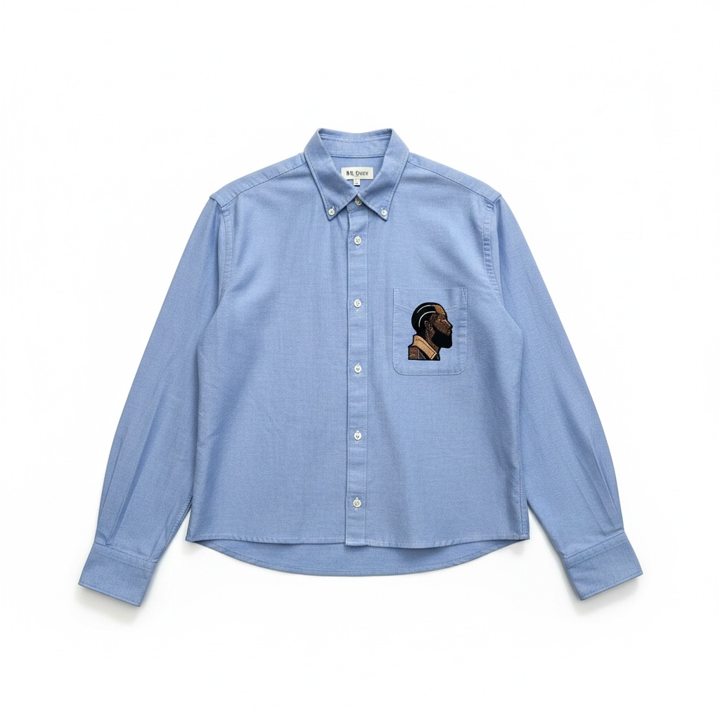 The Nipsey Cropped Button Front Shirt - BLUE