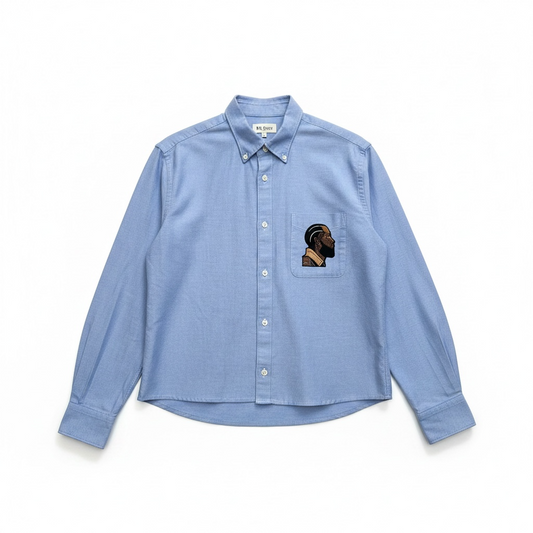 The Nipsey Cropped Button Front Shirt - BLUE