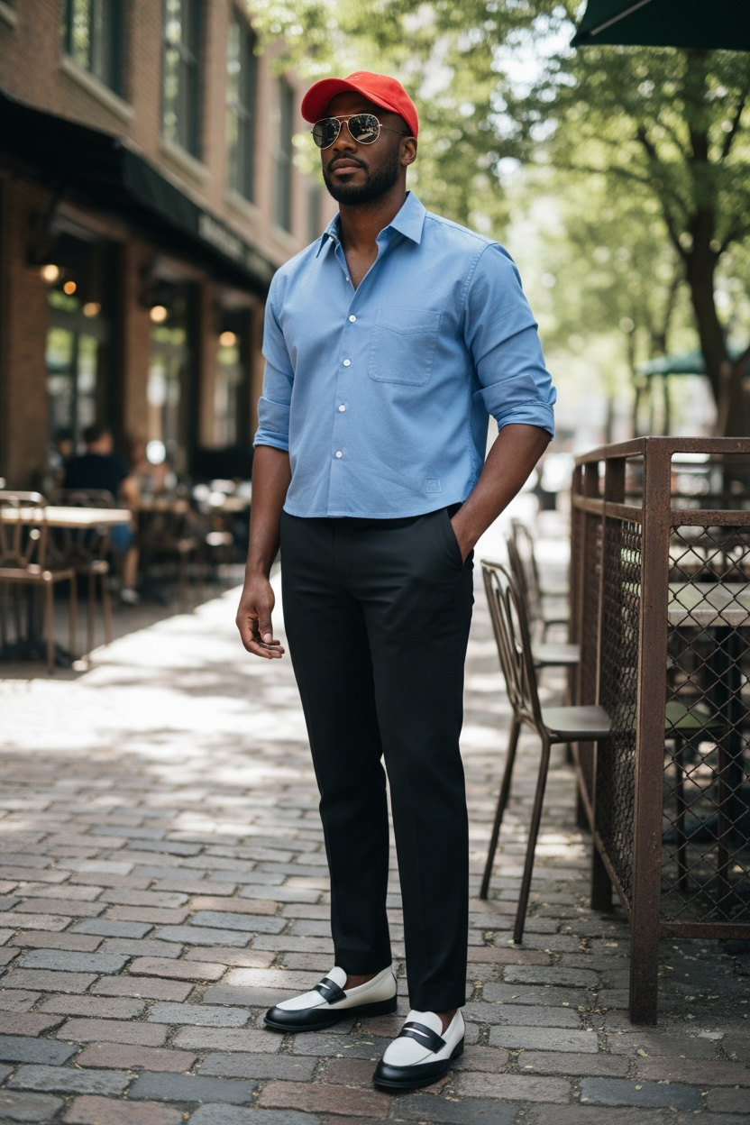 Solid French Blue L/S Cropped Button Front Shirt